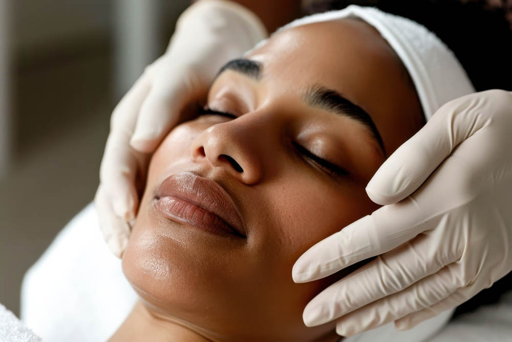 woman receiving facial