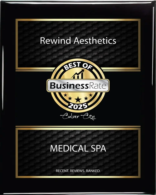 2025 Best of Business Rate Award plaque for Rewind Aesthetics, Medical Spa, Culver City