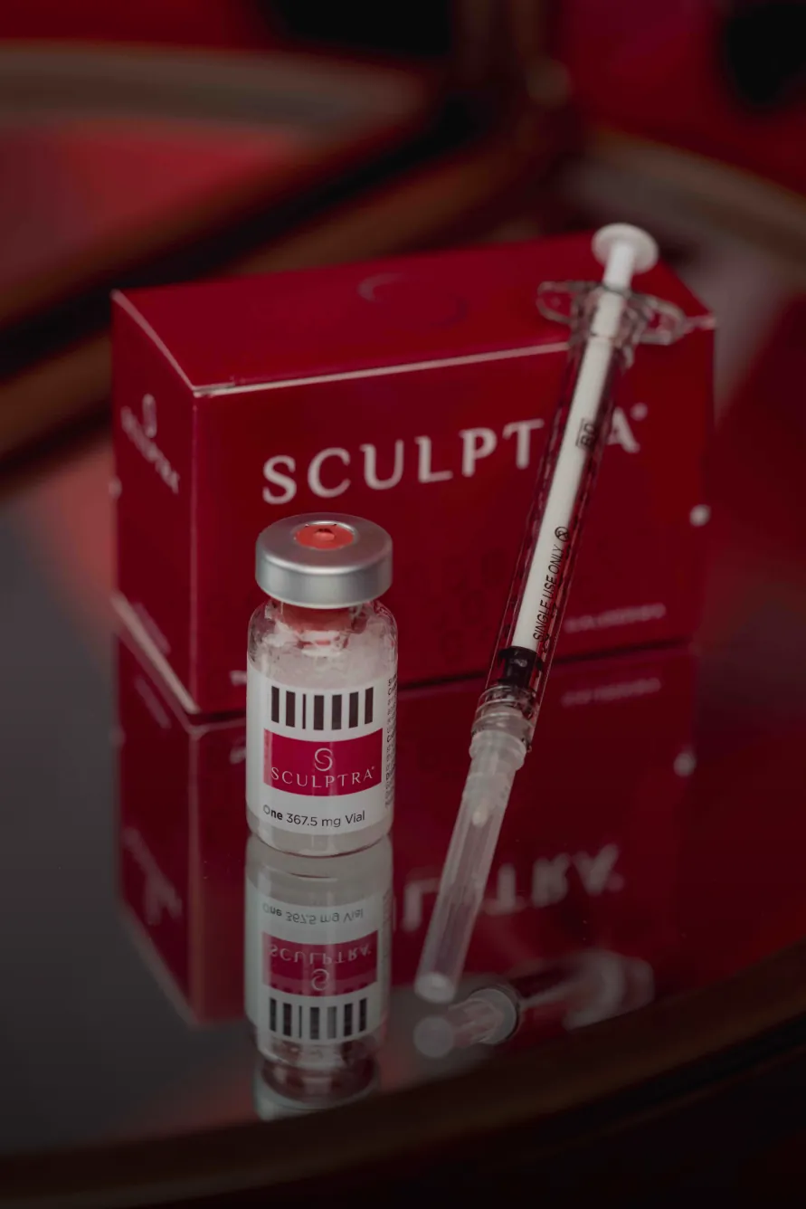 Sculptra biostimulator vial and syringe